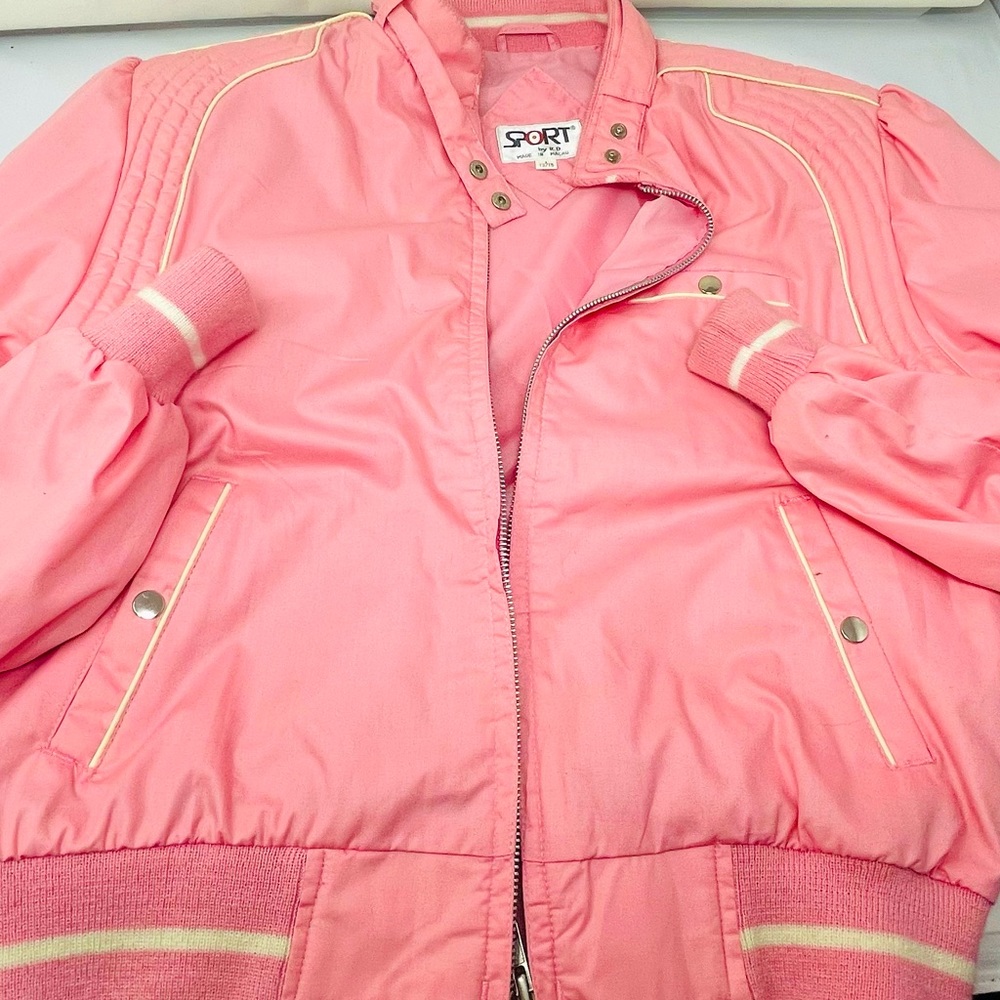 Pink Jacket Women’s Stylish Bomber Jacket with Button Collar Large 13/15 Sport